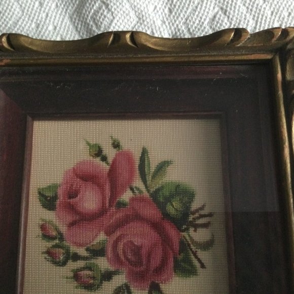 Vintage original petit point painting framed A.L. Patterson art studio 1943 smal - Picture 2 of 5